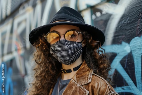 Stylish outfit paired with a matching face mask