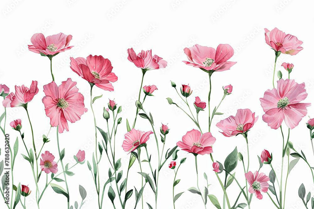 Charming vintage-style illustration of a pink wildflower, perfect for creating whimsical invitations, wall art, and romantic digital collages.