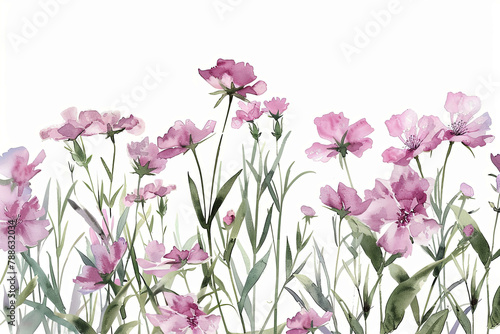 Vintage-style watercolor illustration of a pink wildflower on a white background. Perfect for rustic wedding invitations  greeting cards  and floral-themed designs.