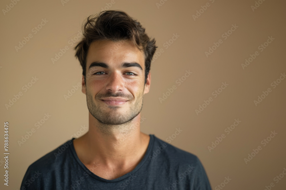 A man with a beard is smiling for the camera A man with a beard is smiling for the camera
