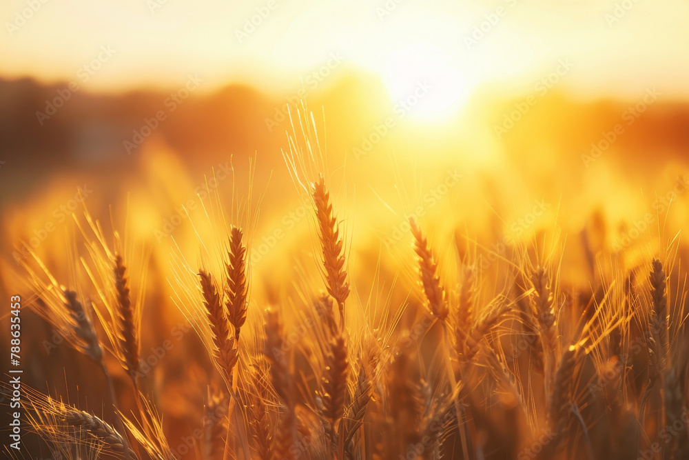 A field of golden wheat is bathed in the warm glow of the sun A field of golden wheat is bathed in the warm glow of the sun