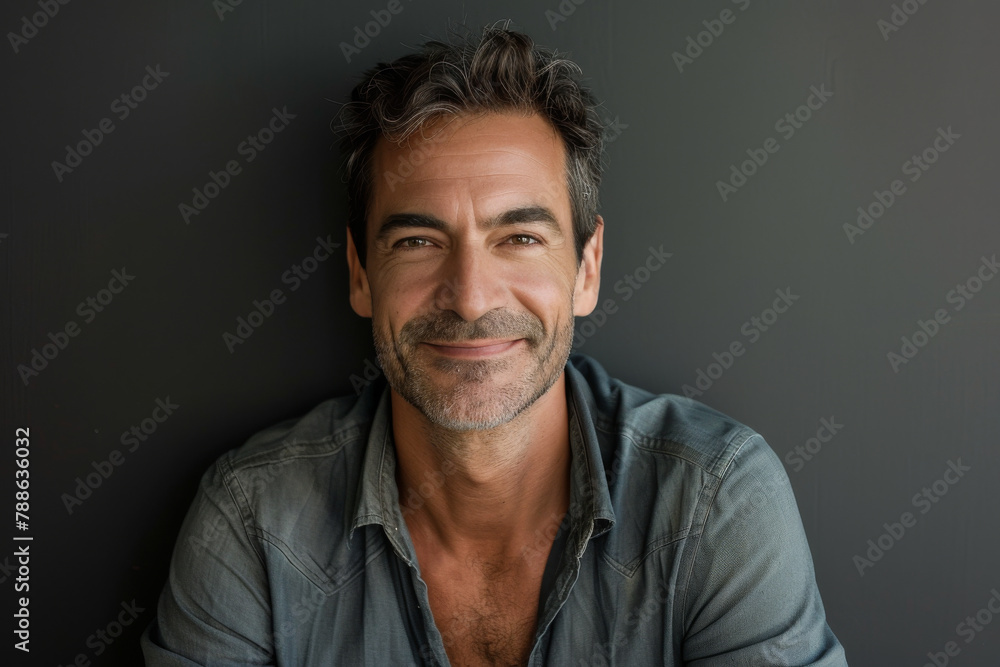 A man with gray hair and a beard smiles for the camera A man with gray hair and a beard smiles for the camera