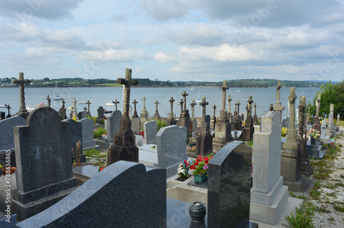 Cemetery with view on the water, Landevennec, Bretagne, France