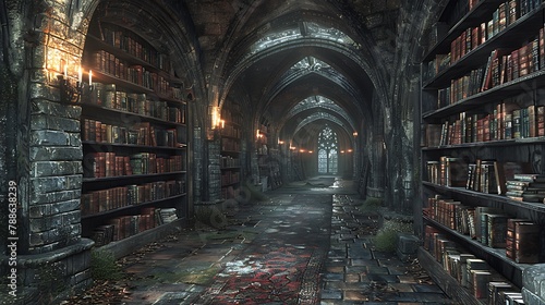 Wander through the hallowed halls of the library, where the scent of ancient parchment fills the air and the quiet hum of intellect permeates every corner.