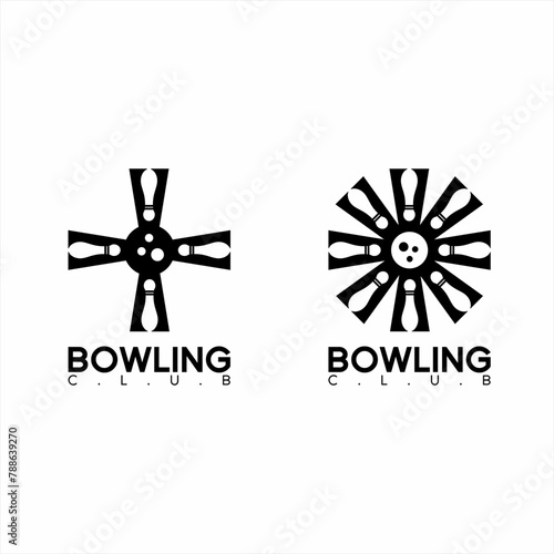 Bowling club logo design with cross and stars concept.