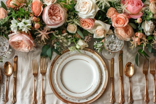 a dinner plate and cutlery for a wedding at a luxury hotel advertising food photography