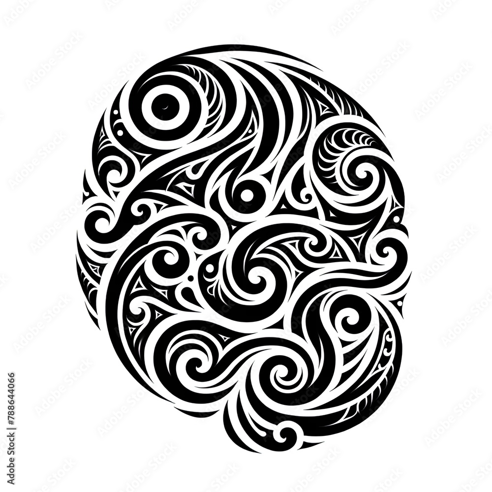 Komplexes schwarzes Tattoo-Design mit Maori-Elementen Komplexes schwarzes Tattoo-Design mit Maori-Elementen