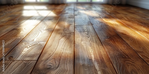 A weathered wooden floor with textured brown planks creates a rustic backdrop for interior design.