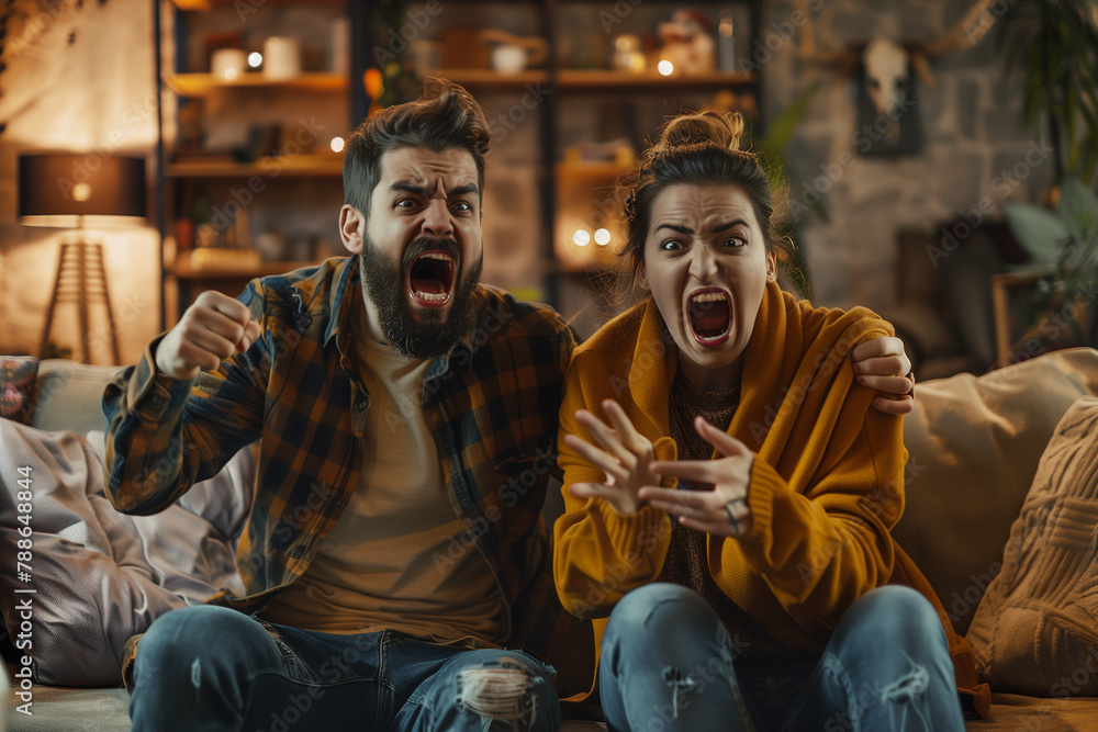 A tense young couple was having an argument at home A tense young couple was having an argument at home
