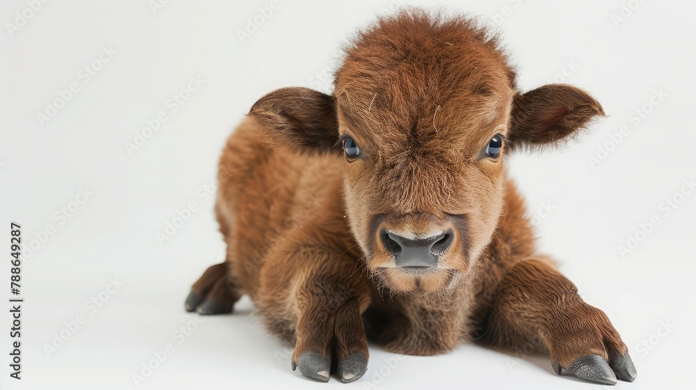 cute and funny baby Bison sticker on a white background