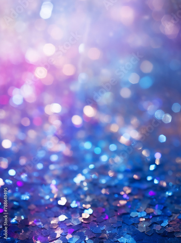 Abstract glitter silver, purple, blue lights background AI-generated Image