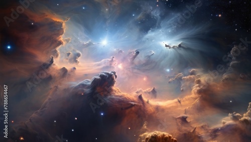 Espaço sideral com estrelas, nuvens cósmicas, gerado com ia para plano de fundo photo
