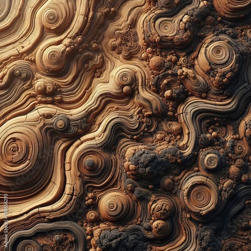 Intricate Layered Patterns: A Close-Up of Aged, Weathered, and Sculpted Wooden Texture