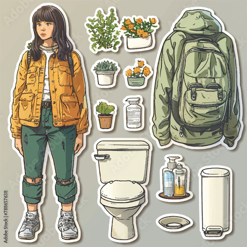 vector stickers set of 12 toilet day