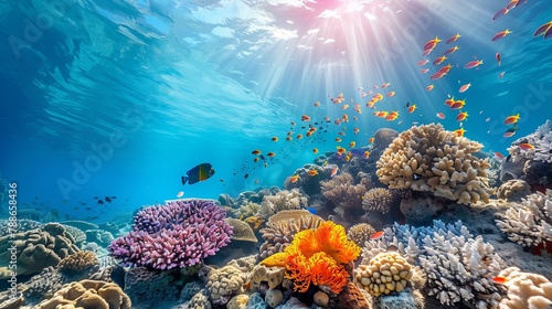 Coral and fish in the Red Sea.Egypt © Elchin Abilov