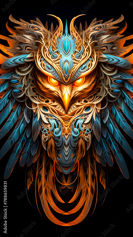 steampunk owl wallpaper for smartphones with a black background, bird background with gold ornaments on its body steampunk owl wallpaper for smartphones with a black background, bird background with gold ornaments on its body