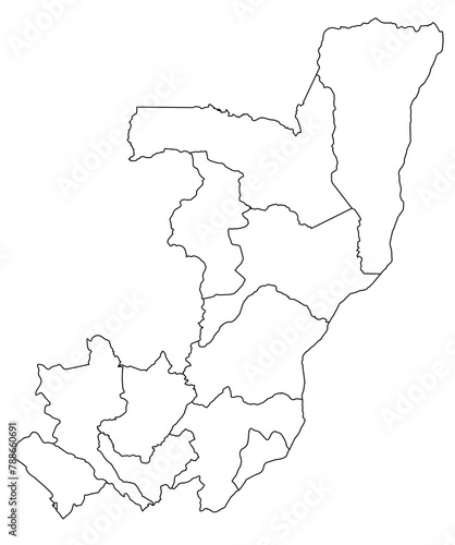 Outline of the map of Republic of the Congo with regions