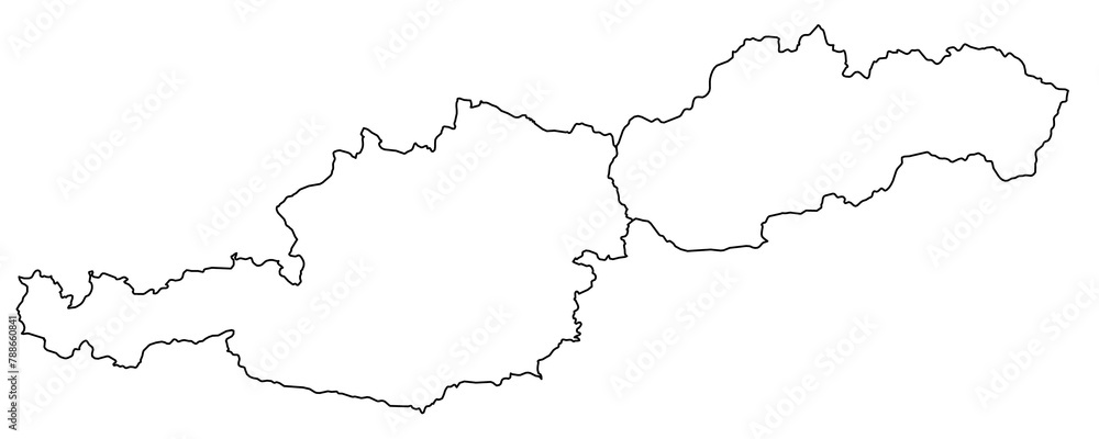Contours of the map of Slovakia, Austria