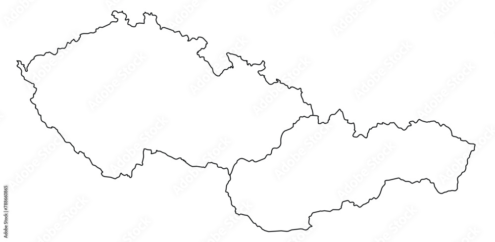 Contours of the map of Slovakia, Czech Republic