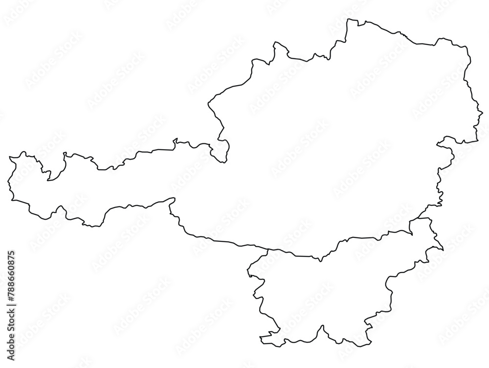Contours of the map of Slovenia, Austria