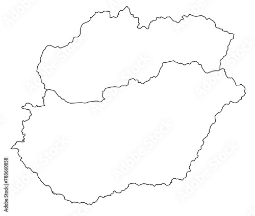 Contours of the map of Slovakia, Hungary