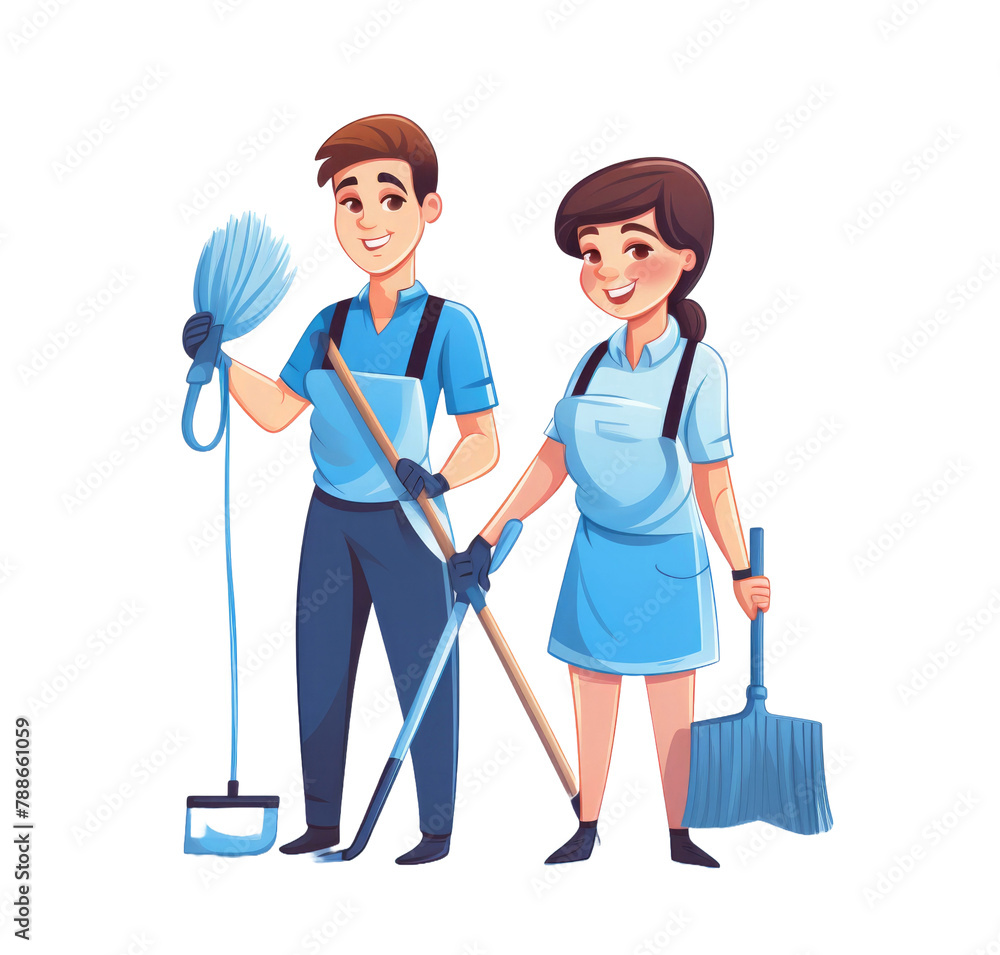 person with cleaner