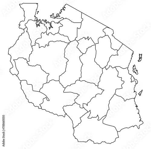 Outline of the map of Tanzania with regions