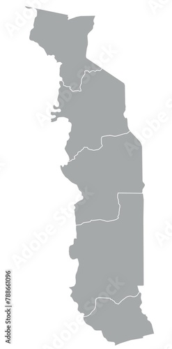 Outline of the map of Togo with regions