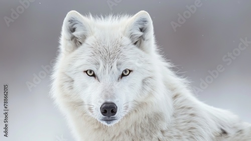 Portrait of arctic wolf isolated on black background. Polar wolf