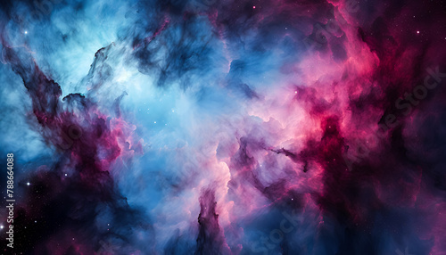 galaxy background with stunning views of nebulae and stars with stunning colors, nebula wallpaper with red and blue space clouds © Iwankrwn