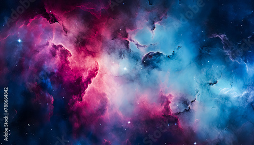 galaxy background with stunning views of nebulae and stars with stunning colors, nebula wallpaper with red and blue space clouds photo