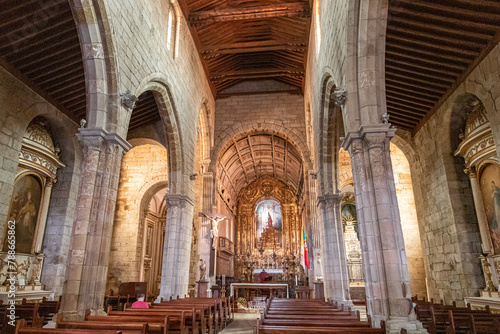 Guimaraes  Portugal. Inside the Gothic Collegiate Church of Nossa Senhora da Oliveira  a National Monument