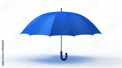 upright blue umbrella on white background