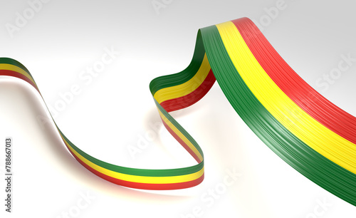 3d Flag Of Bolivia 3d Shiny Waving Bolivia Ribbon Flag On White Background 3d Illustration