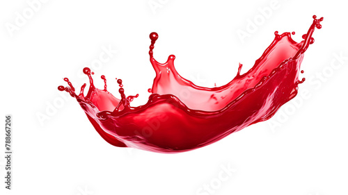 Splash of a red liquid similar to red berry jam, syrup, juice or punch isolated on transparent background. 
