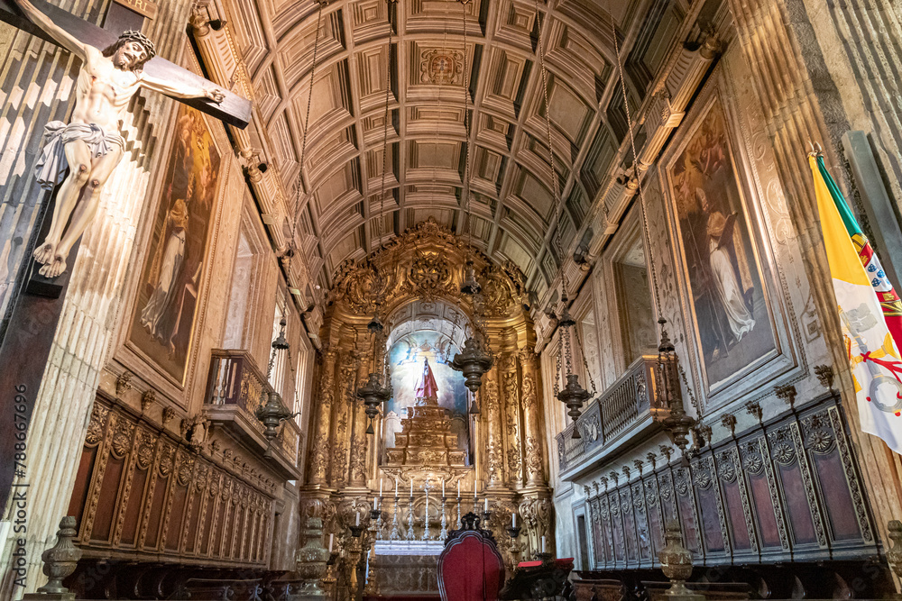 Guimaraes, Portugal. Inside the Gothic Collegiate Church of Nossa Senhora da Oliveira, a National Monument