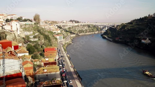 Porto, Portugal amazing view of the Douro river. Bridge Ponte Infante Dom Henrique