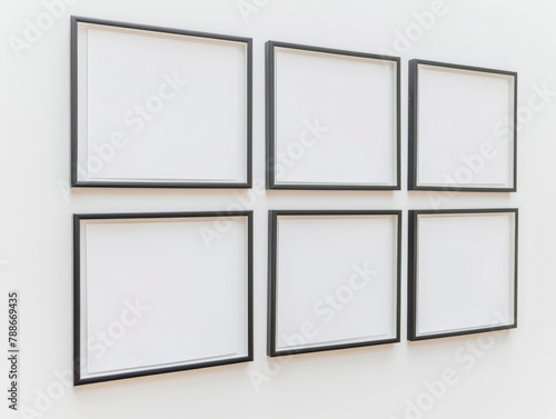 Frame collage, home and blank poster with mockup space and minimal design with wood picture. Minimalist, canvas and empty with white wall and moving to new house with interior decor and board for art