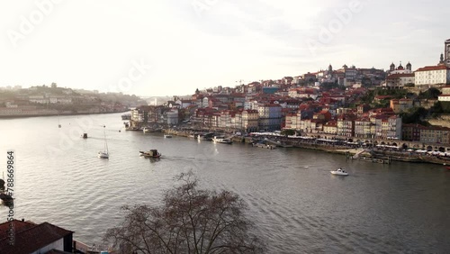 Porto, Portugal beautiful view of the Douro river, the old town, and the Cais da Ribeira