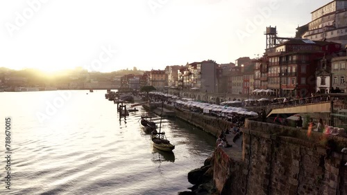 Porto, Portugal Beautiful view of Ribeira do Porto and Douro River seen from Ponte Dom Luis
