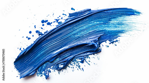 Separate brush stroke with oil paint on white background.