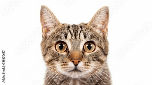 Portrait of brown-eyed cat isolated on white background