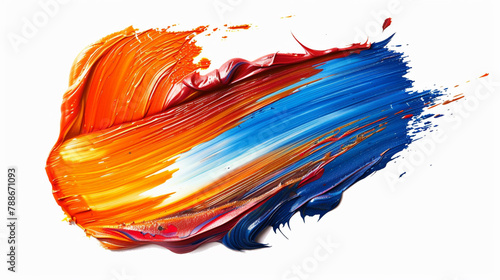 Separate brush stroke with oil paint on white background.