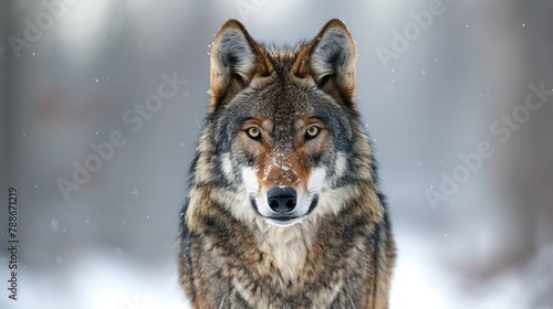 Scary dark gray wolf