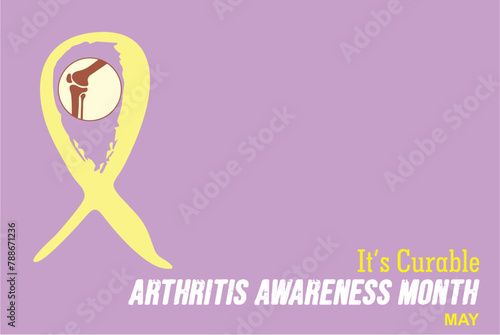 It's curable. Arthritis awareness month, May related copy space poster and banner. Blank to add text for pharmaceuticals, clinics and hospitals. eps 10 photo