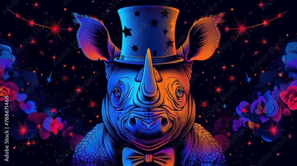 wearing a top hat, bow tie – stars-dotted sky backdrop wearing a top hat, bow tie – stars-dotted sky backdrop