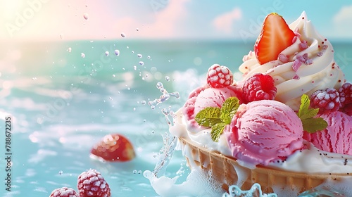 Ice-cream Sundae sea background