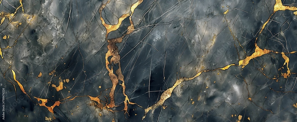 Fototapeta premium Black marble, black and yellow marble texture