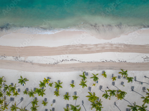 Aerial view of turquoise waters and sandy beaches, Punta Cana, Dominican Republic. photo