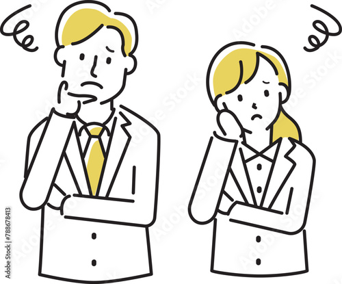 定番　伝わる 人物イラスト　こんなお悩みありませんか？　新人お悩み男女